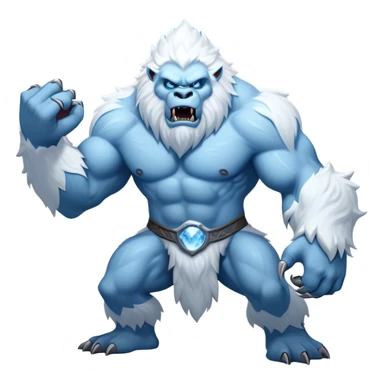 Cinematic Realistic WoW Yeti Portrait, captured in a dynamic, battle-ready stance, muscles rippling beneath dense fur of icy white and pale blue. His piercing ice-blue eyes blaze with raw power as frost clings to his form, rendered with dramatic natural lighting and high shine, exuding fierce, untamed strength in the midst of a wintry combat pose. sticker
