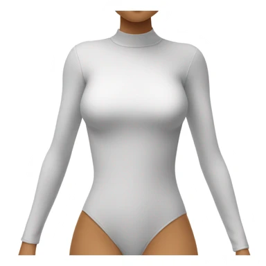 white long sleeve closed neck shapewear bodysuit sticker