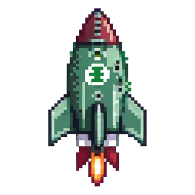 A large green checkmark emoji similar to iOS style as the main feature, with a small diagonal rocket ship in the bottom right corner sticker