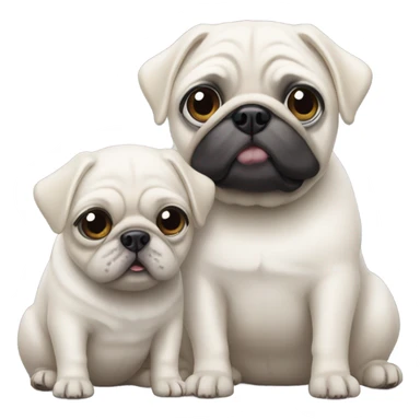 two fully  white pugs, an adult and a baby sticker