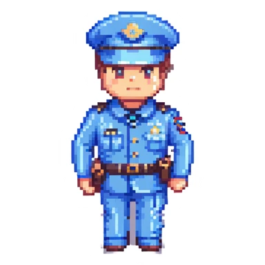 policeman, retro style, blue uniform sticker