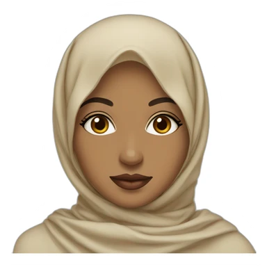 Olive skinned Hijabi with plump lips wearing beige shawl sticker