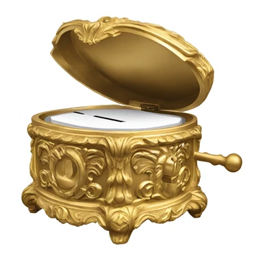  Round ornate gold music box closed sticker