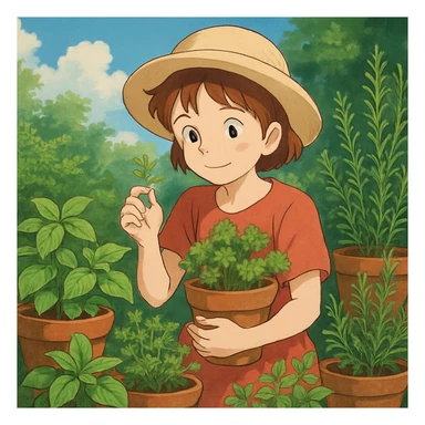 herbs, ghibli style sticker