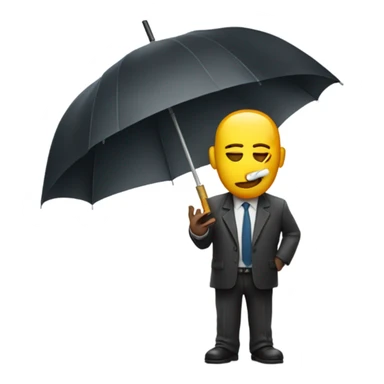 Man with the head of a cigarette holding an umbrella sticker