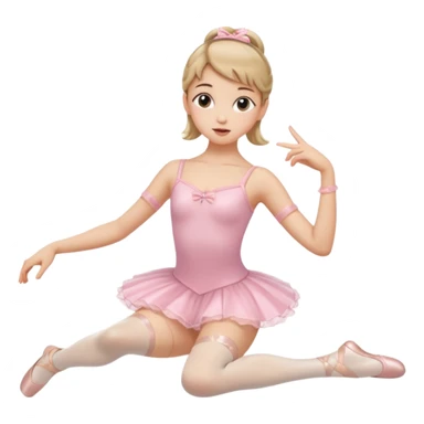 Una chica con vestuario de bailarina con las piernas flexionadas, el dedo índice en la boca, el tren superior inclinado hacia la izquierda y con la cadera proyectada hacia la izquierda sticker