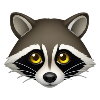 brown raccoon with yellow eyes and a dark green hood sticker