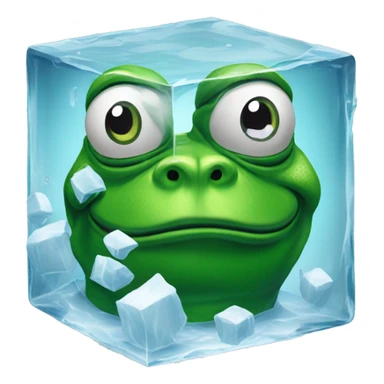 pepe the frog inside an icecube sticker