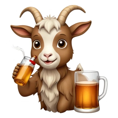 Little goat with bottle of cider sticker