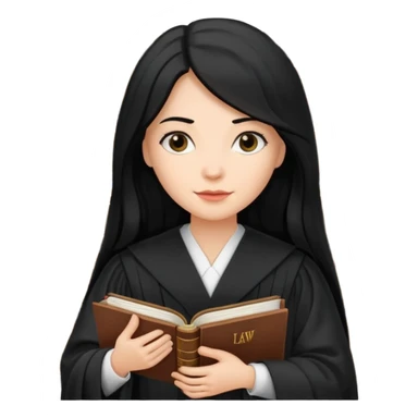 white-women-with-long-black -hair-lawyer-in-lawyer’s-robe. Have law book in hand.  sticker