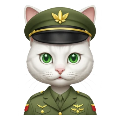 white Cat in army outfit sticker