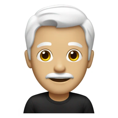 man with white hair wearing a black t-shirt and black pants sticker