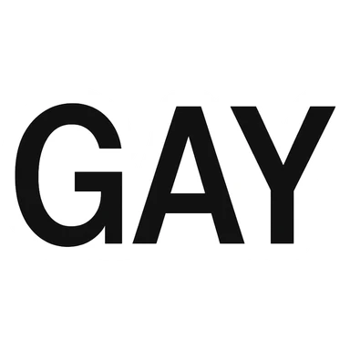 the word GAY in a modern black sans-serif font sticker