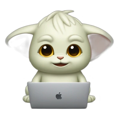 grogu with macbook pro sticker