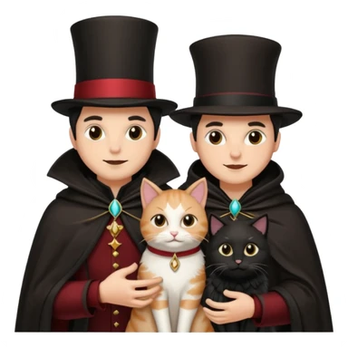 magician couple and their pet cat sticker