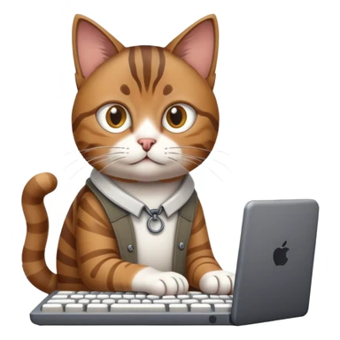 cat software developer with keyboard sticker