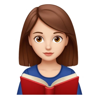 Pretty white girl with brown eyes and brown hair reading a romantic book sticker