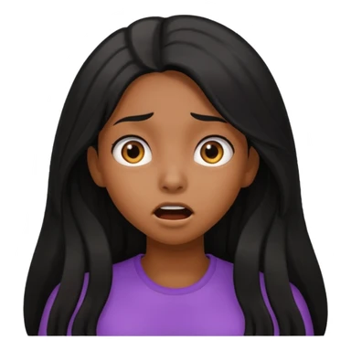 black long hair girl, surprised expression sticker