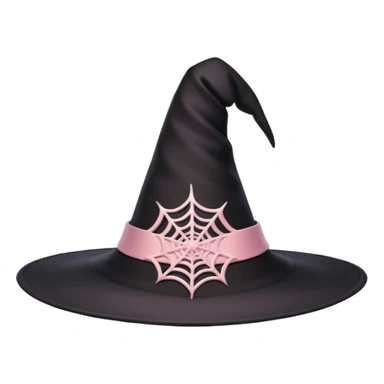 Witch hat, spiderweb pattern, black and light pink sticker