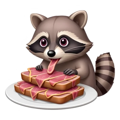 raccoon with SPAM meat EMOJI  sticker
