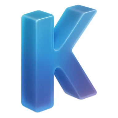 the letter K with a fancy colorful gradient for the color with blue and purple sticker