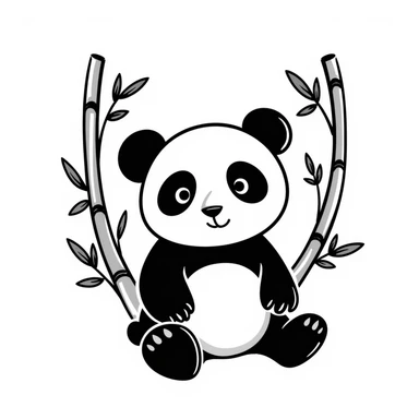 A lovely panda surrounded by bamboo sticker