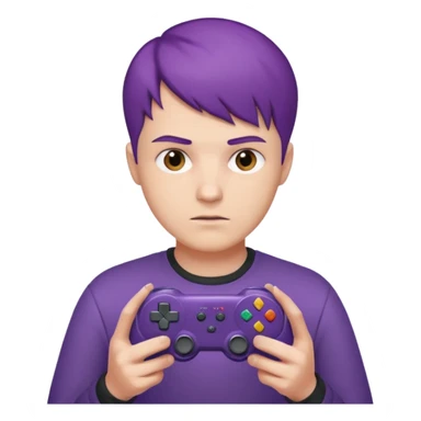 colored purple short male hair gamer game pad controller sticker