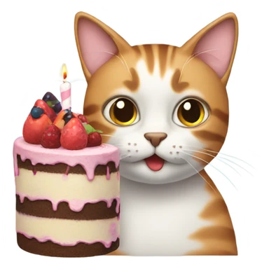 Cat with birthday cake  sticker