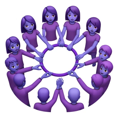purple group without eyes and nose   holding handsin circle sticker