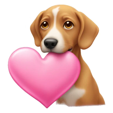 pink heart emoji with a dog eating the heart sticker