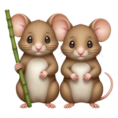 cute mice holding bamboo sticks sticker