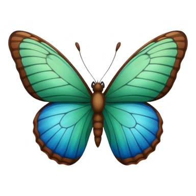 A butterfly with blue edges, green wings, and a brown body  sticker