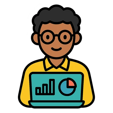 color outline icon of a light skin black computer analyst sticker
