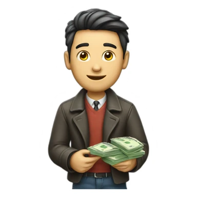 Smart guy with money in his hand sticker