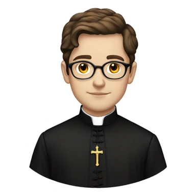 victorian young priest with brown hair, glasses and black dress sticker