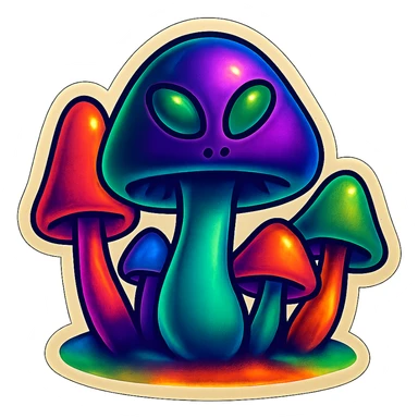 alien mushrooms, mushroom patches, variation 1 sticker