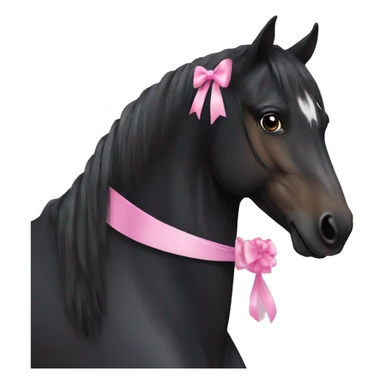 Black horse with pink bow sticker