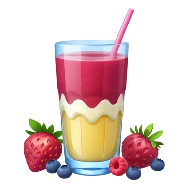 Juice contains: Strawberry Yoghurt, Blueberries, Apple Juice, Raspberries, Banana & Ice. In 3D. Aesthetic sticker