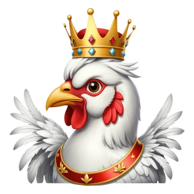 howling rooster with a crown on its head and a medal on his neck sticker