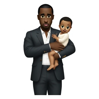 p diddy holding a baby sticker
