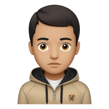 Light skin brown man with black combover Wearing a Burberry polo hoodie  sticker