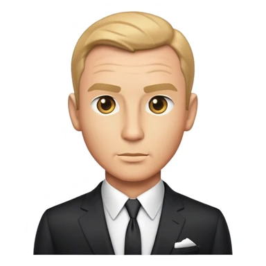 Cinematic Realistic James Bond Portrait Emoji, depicted as a suave, sophisticated secret agent in a tailored suit with a cool, composed gaze and an air of stealth and charm, rendered with crisp textures and dynamic cinematic lighting that captures his timeless espionage allure. sticker
