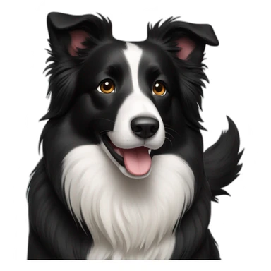 Border Collie black, happy and cute with flat fur sticker