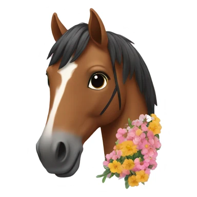 Horse in love wearing flowers  sticker
