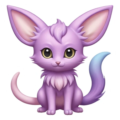 Cute kawaii fluffy big eyed floofy Pastel Gradients Shiny silky realistic smooth soft innocent Espeon-Mew-Minccino-Delcatty-Pachirisu-fusion sticker