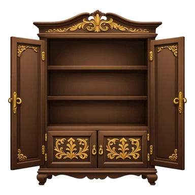 a cabinet with one open shelf and two closed ones sticker