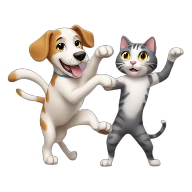 A dog with a cat dancing sticker