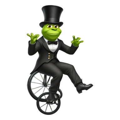 Shreck on a unicycle with a top hat sticker