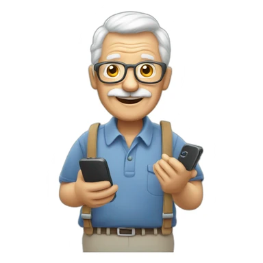Grandpa with phone  sticker