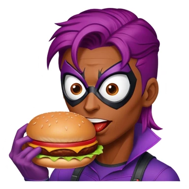 spider man eating burger puple hair sticker